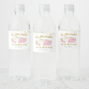 Étiquette Pour Bouteilles D'eau Baby shower Twin Pink and Gold Citrouille