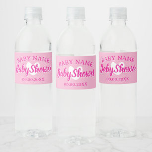 Étiquette Pour Bouteilles D'eau Bain de bébé fille rose coeur mignon personnalisé