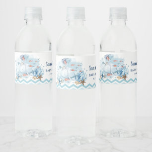 Étiquette Pour Bouteilles D'eau Baleine bleue sous la mer Baby shower de garçons n