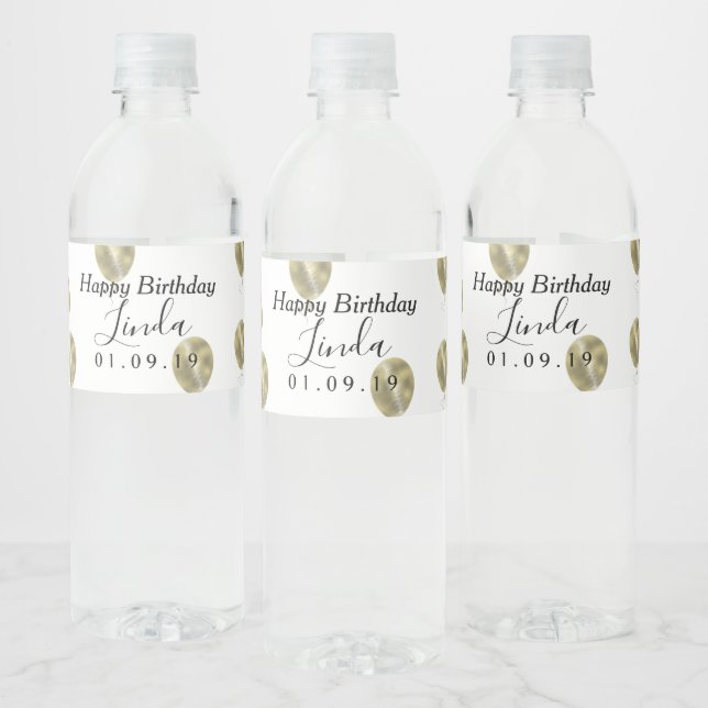 Étiquette Pour Bouteilles D'eau Balloon d'anniversaire Faux Foil Motif d'or (Bouteilles)