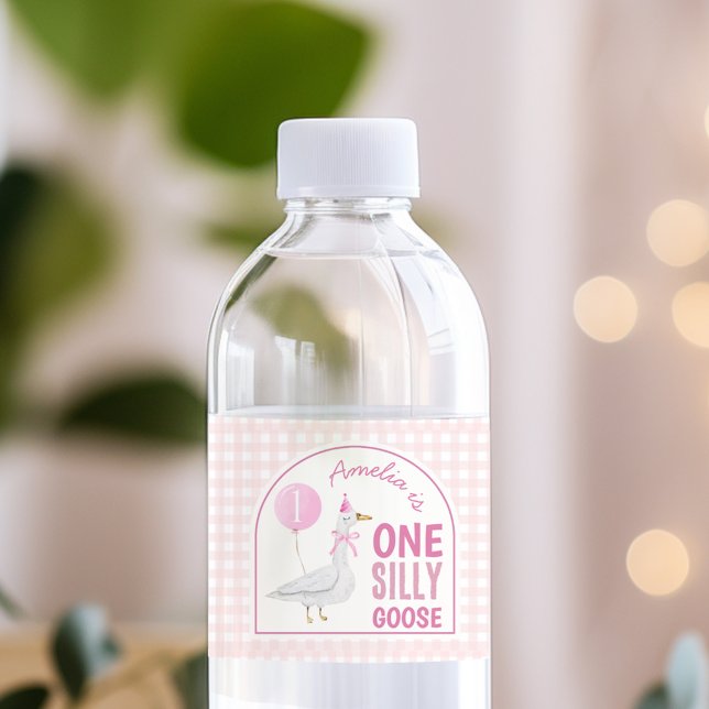 Étiquette Pour Bouteilles D'eau Balloon d'oie rose (Créateur téléchargé)