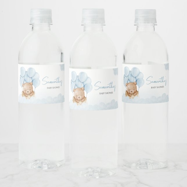 Étiquette Pour Bouteilles D'eau Ballotte à air chaud bleu Teddy Bear (Bouteilles)