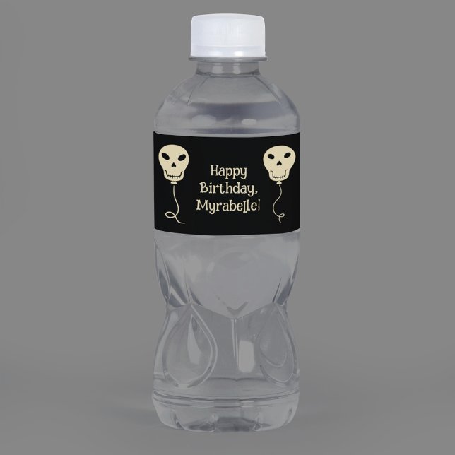 Étiquette Pour Bouteilles D'eau Ballotte crâne Goth fête d'anniversaire (Créateur téléchargé)