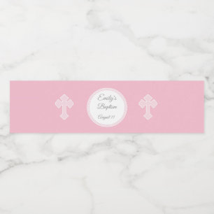Étiquette Pour Bouteilles D'eau Baptême Christening Pink Bottle Wrapper Girl