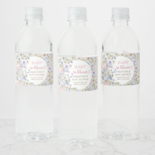 Étiquette Pour Bouteilles D'eau Bébé en fleur rose bleu violet Fleur sauvage bébé