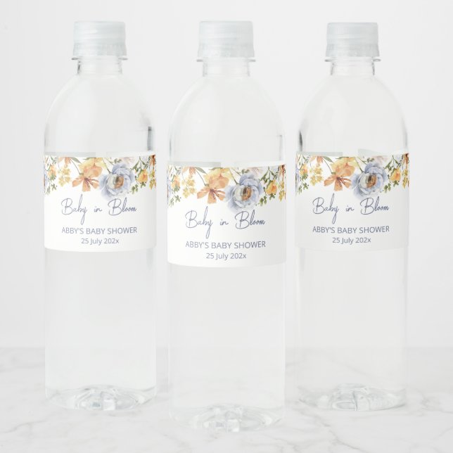 Étiquette Pour Bouteilles D'eau Bébé en fleurs baby shower fleur sauvage imprimé (Bouteilles)