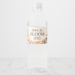 Étiquette Pour Bouteilles D'eau Bébé en fleurs Élégante aquarelle Fleurs sauvages
