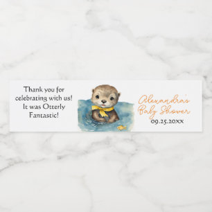 Étiquette Pour Bouteilles D'eau Bébé mignon Otter Sexe Baby shower neutre