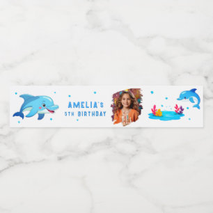 Étiquette Pour Bouteilles D'eau Belle Dolphin Sea Animaux Photo Anniversaire