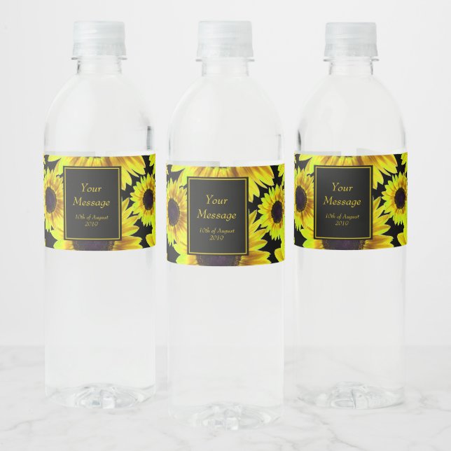 Étiquette Pour Bouteilles D'eau Belle Tournesol Jaune Lumineux - N'Importe Quelle  (Bouteilles)