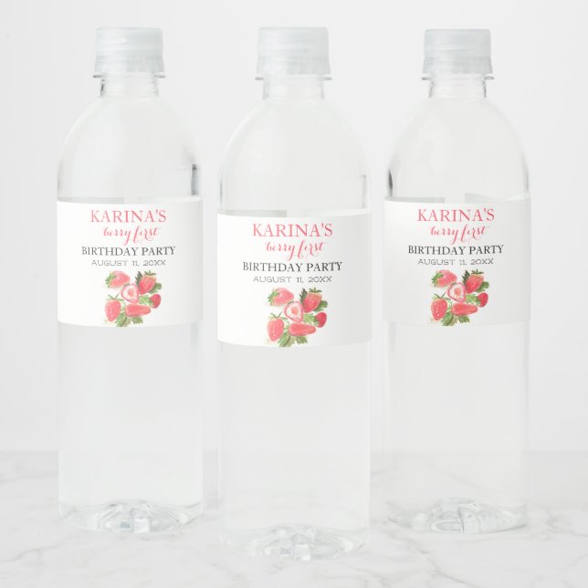 Étiquette Pour Bouteilles D'eau Berry 1er Anniversaire Fraise fraise été (Bouteilles)