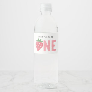 Étiquette Pour Bouteilles D'eau Berry fraise minimaliste Premier anniversaire