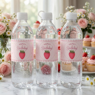 Étiquette Pour Bouteilles D'eau Berry Sweet Anniversaire de Fraise Rose