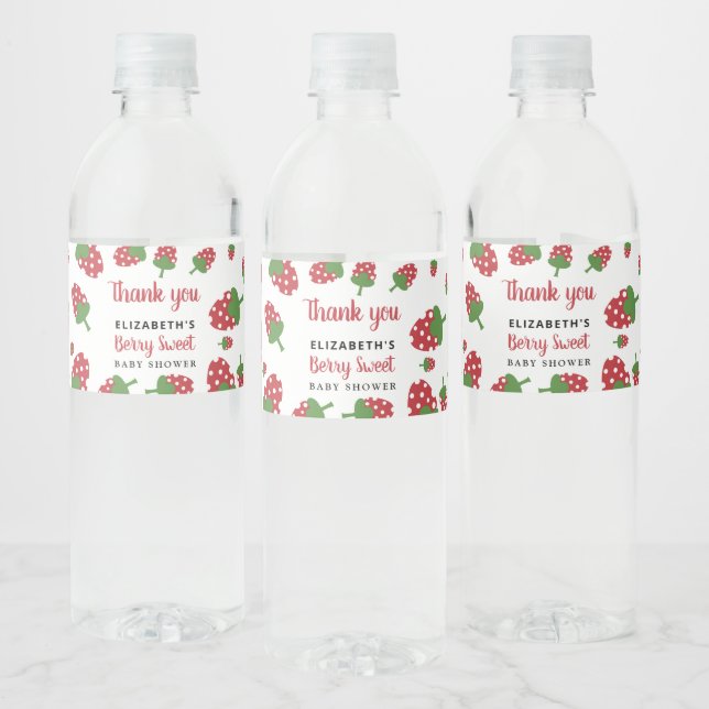 Étiquette Pour Bouteilles D'eau Berry Sweet Baby shower mignonne fraise mûre (Bouteilles)