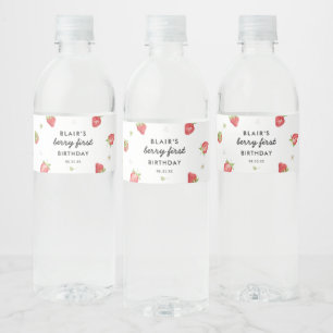 Étiquette Pour Bouteilles D'eau Berry Sweet Strawberry 1er fête d'anniversaire