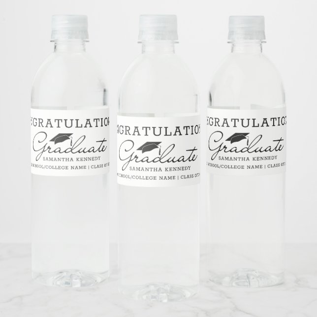 Étiquette Pour Bouteilles D'eau Black And White 2025 Graduate Graduate Party (Bouteilles)