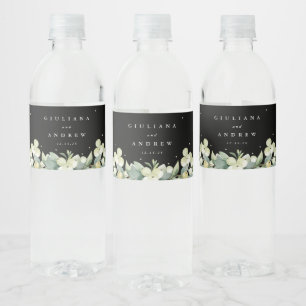 Étiquette Pour Bouteilles D'eau Black Snowberry+Eucalyptus Mariage d'hiver