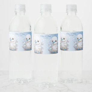 Étiquette Pour Bouteilles D'eau Blanc Canard bleu floral Étiquette bouteille d'eau
