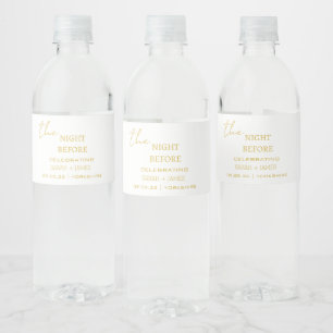 Étiquette Pour Bouteilles D'eau Blanc minimal d'or la nuit avant le Mariage