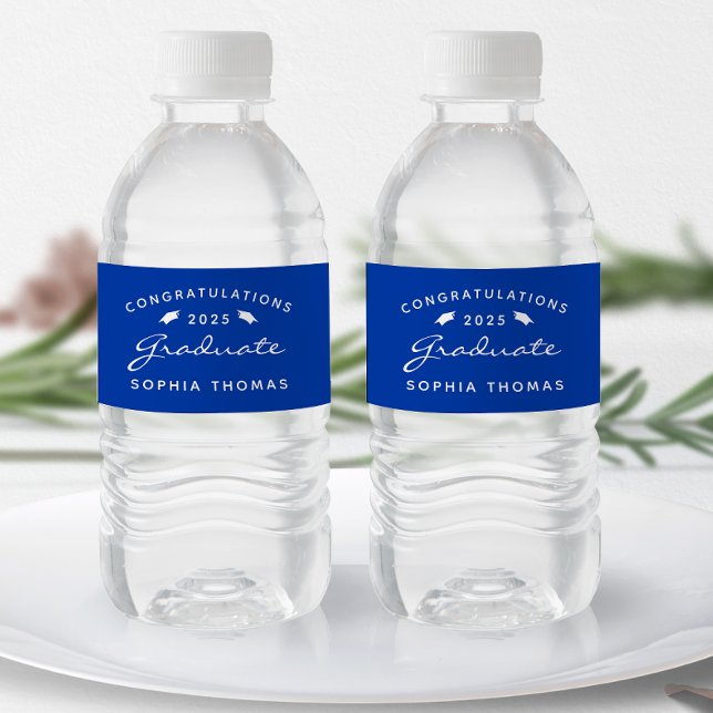 Étiquette Pour Bouteilles D'eau Bleu blanc 2025 Casquette de script (Créateur téléchargé)