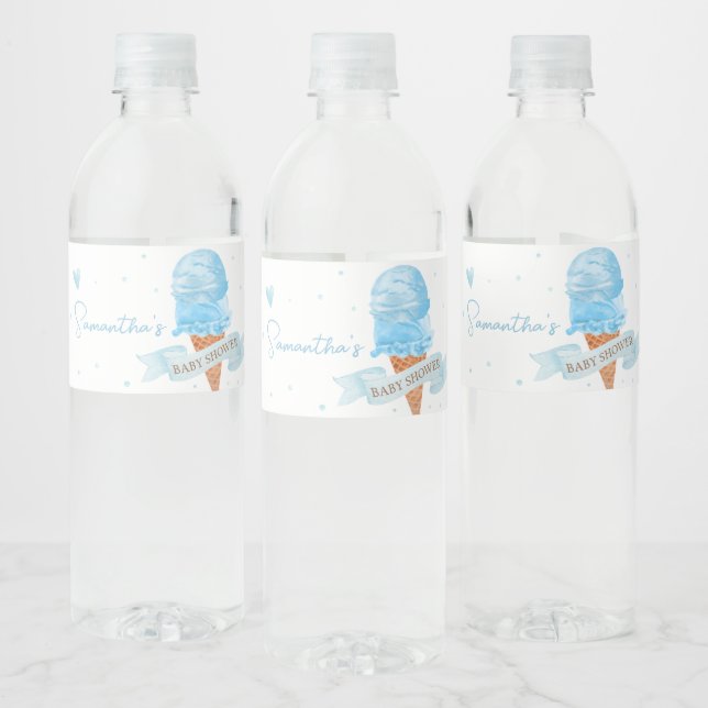 Étiquette Pour Bouteilles D'eau Bleu Voici le Baby shower Scoop (Bouteilles)