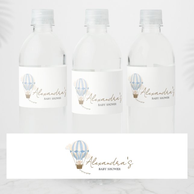Étiquette Pour Bouteilles D'eau Blue Boho Bear Baby Shower  (Oh Baby Bear Baby Shower Bottle Label)