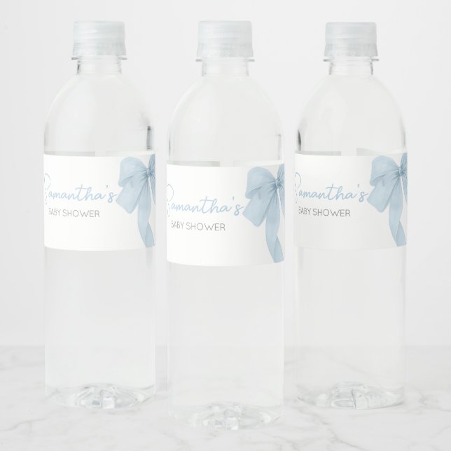 Étiquette Pour Bouteilles D'eau Blue Bow C'Est Un Baby shower Garçon (Bouteilles)