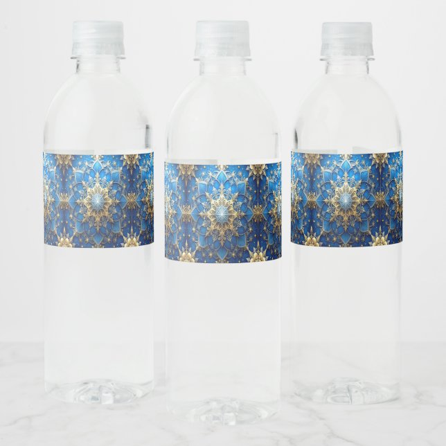 Étiquette Pour Bouteilles D'eau Blue Decorative Holiday (Bouteilles)