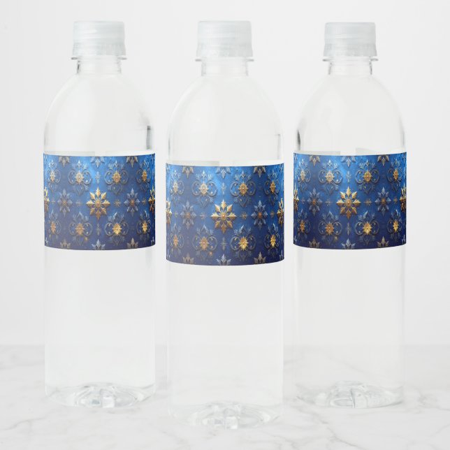Étiquette Pour Bouteilles D'eau Blue Decorative Holiday (Bouteilles)