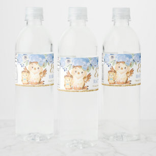 Étiquette Pour Bouteilles D'eau Blue Floral Baby and maman Owl Baby shower Favoris
