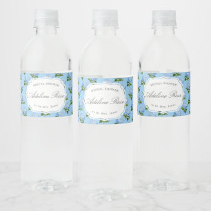 Étiquette Pour Bouteilles D'eau Blue Hydrangea Elégante Fête des mariées