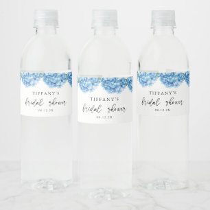 Étiquette Pour Bouteilles D'eau Blue Hydrangea Floral Fête des mariées Affiche de 