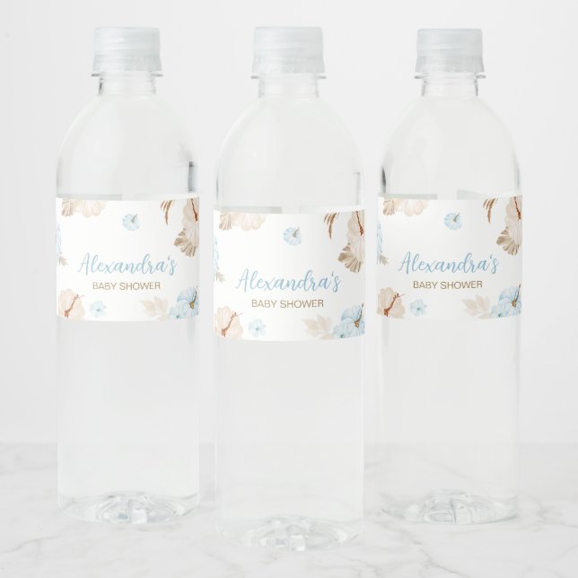 Étiquette Pour Bouteilles D'eau Blue Sweet Little Pumpkin Fall Baby Shower (Bouteilles)