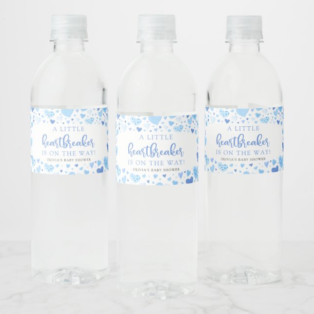 Étiquette Pour Bouteilles D'eau Blue Valentine Little Heartbreaker Baby shower (Bouteilles)