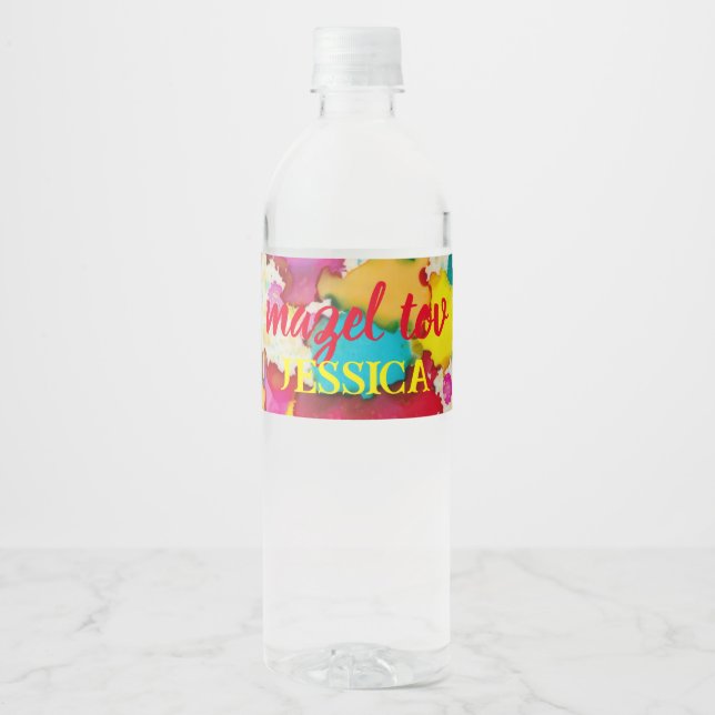 Étiquette Pour Bouteilles D'eau BM Bar Bat mitzvah Confetti (Devant)