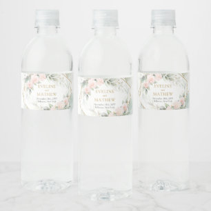 Étiquette Pour Bouteilles D'eau Boho Blush or floral parties scintillant eucalyptu