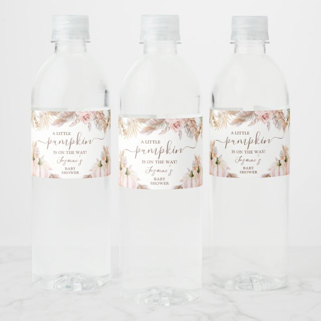 Étiquette Pour Bouteilles D'eau Boho Floral Citrouille Automne Baby shower (Bouteilles)