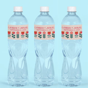 Étiquette Pour Bouteilles D'eau Boho Floral Retro Lumineux Et Mariage Gras
