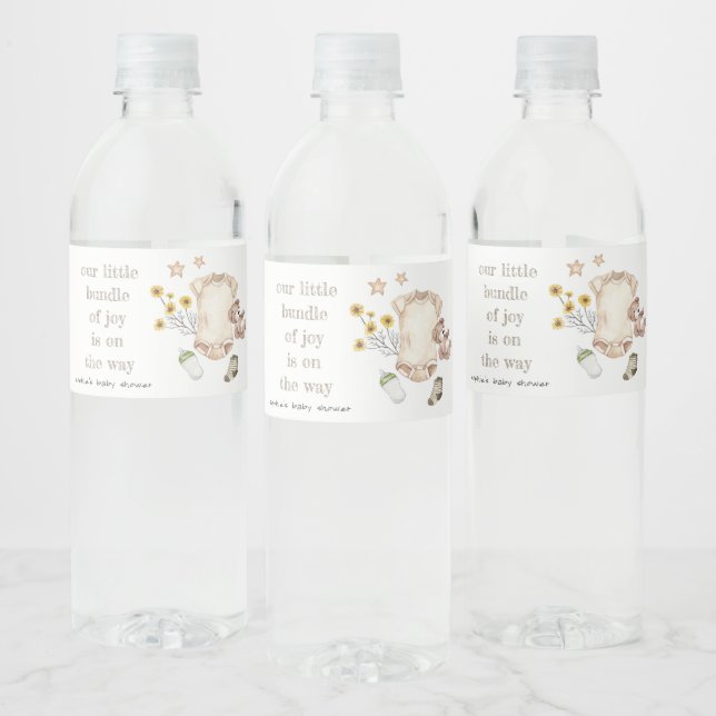 Étiquette Pour Bouteilles D'eau Boho Green Vêtements pour bébés Baby shower neutre (Bouteilles)