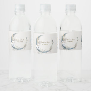 Étiquette Pour Bouteilles D'eau Boho White Orchidée Fleurs Blue Moon Elegant Party