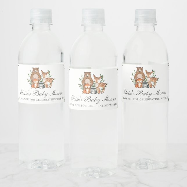 Étiquette Pour Bouteilles D'eau Bois Animaux Baby shower 1er anniversaire Favorise (Bouteilles)