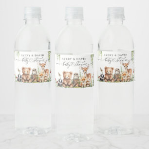 Étiquette Pour Bouteilles D'eau Bois Animaux Végétation Champignons Baby shower