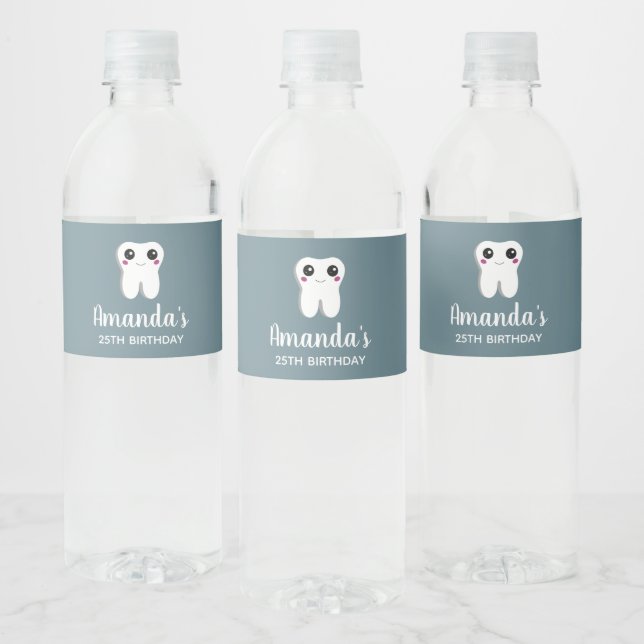 Étiquette Pour Bouteilles D'eau Bonne dent dentaire souriante Anniversaire (Bouteilles)
