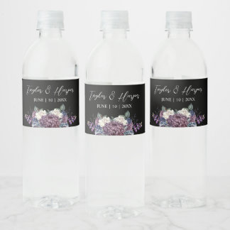 Étiquette Pour Bouteilles D'eau Bouquet de mariage gothique esthétique sombre