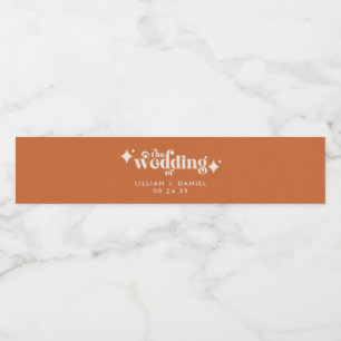 Étiquette Pour Bouteilles D'eau Bouteille d'eau de mariage moderne rétro orange et