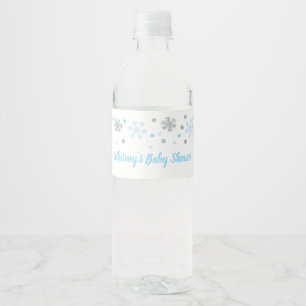 Étiquette Pour Bouteilles D'eau Bouteille d'eau d'hiver Étiquette Blue Silver Snow