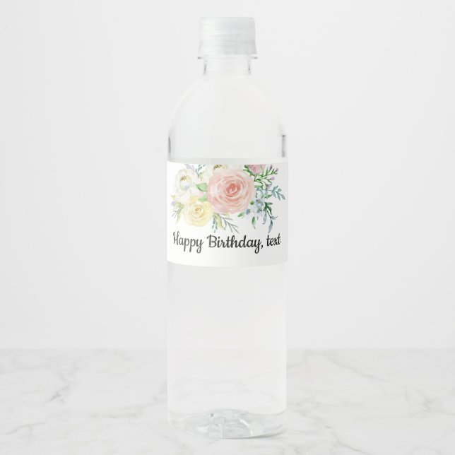 Étiquette Pour Bouteilles D'eau bouteille d'eau ÉTIQUETTE - boho floral (Devant)