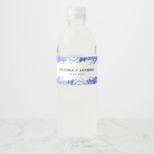 Étiquette Pour Bouteilles D'eau Bouteille d'eau Mariage de Porcelaine bleue Étique