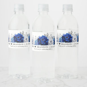 Étiquette Pour Bouteilles D'eau Bouteille d'eau Mariage Royal Blue White Silver