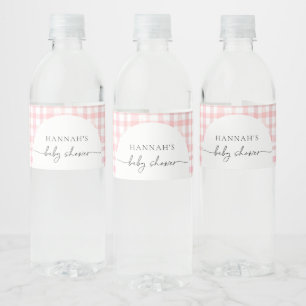 Étiquette Pour Bouteilles D'eau Bouteille d'eau rose En vichy Baby shower Étiquett
